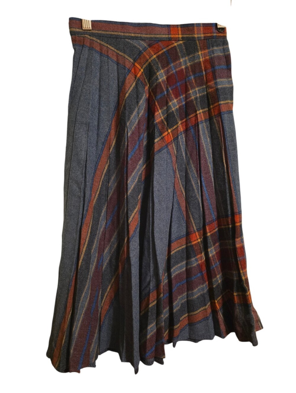 Vintage | Plaid A-Line Midi Skirt